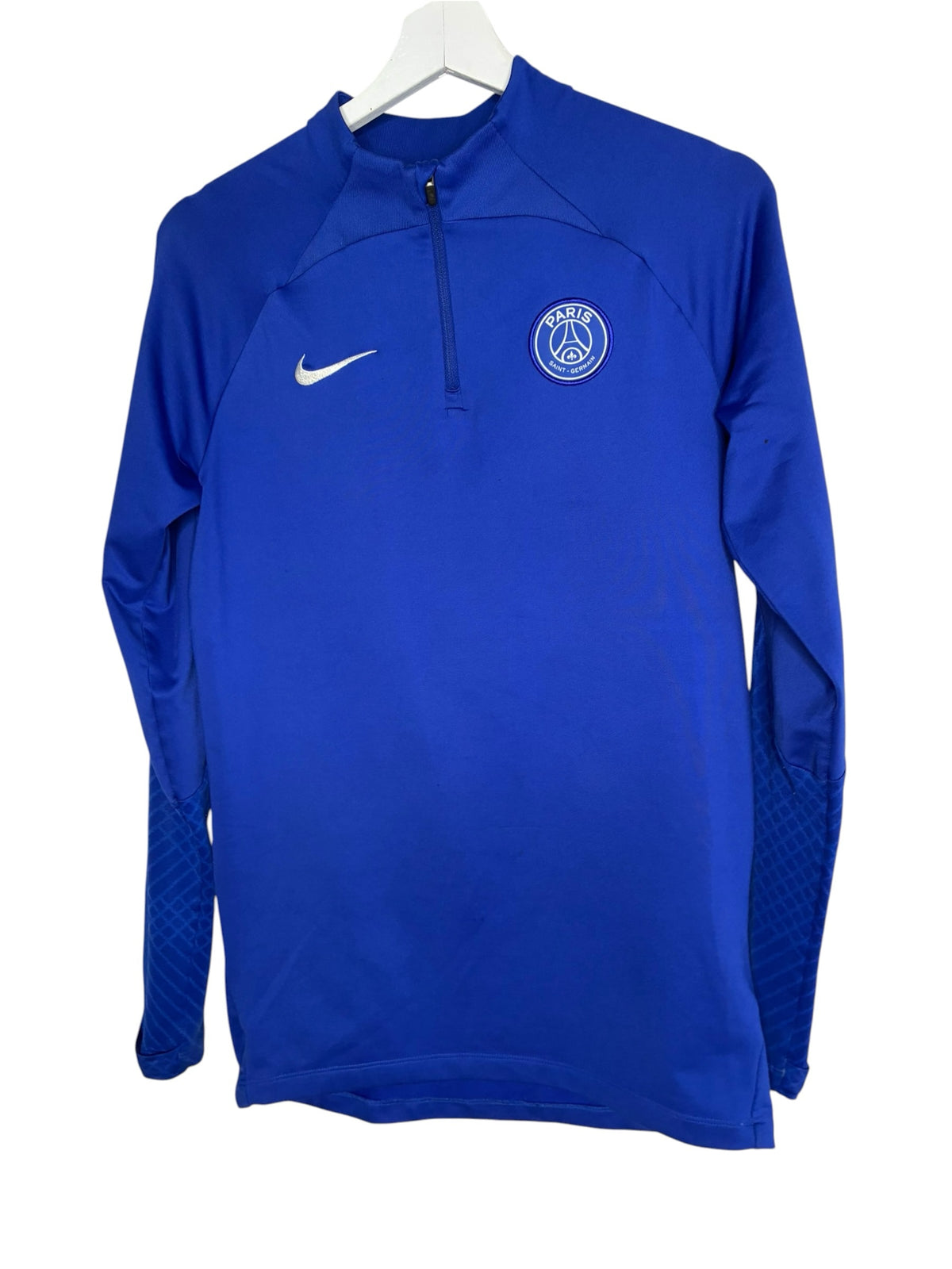 Haut d'entraînement Levestiairedupeuple Nike Paris Saint-Germain bleu à manches longues avec fermeture éclair 1/4