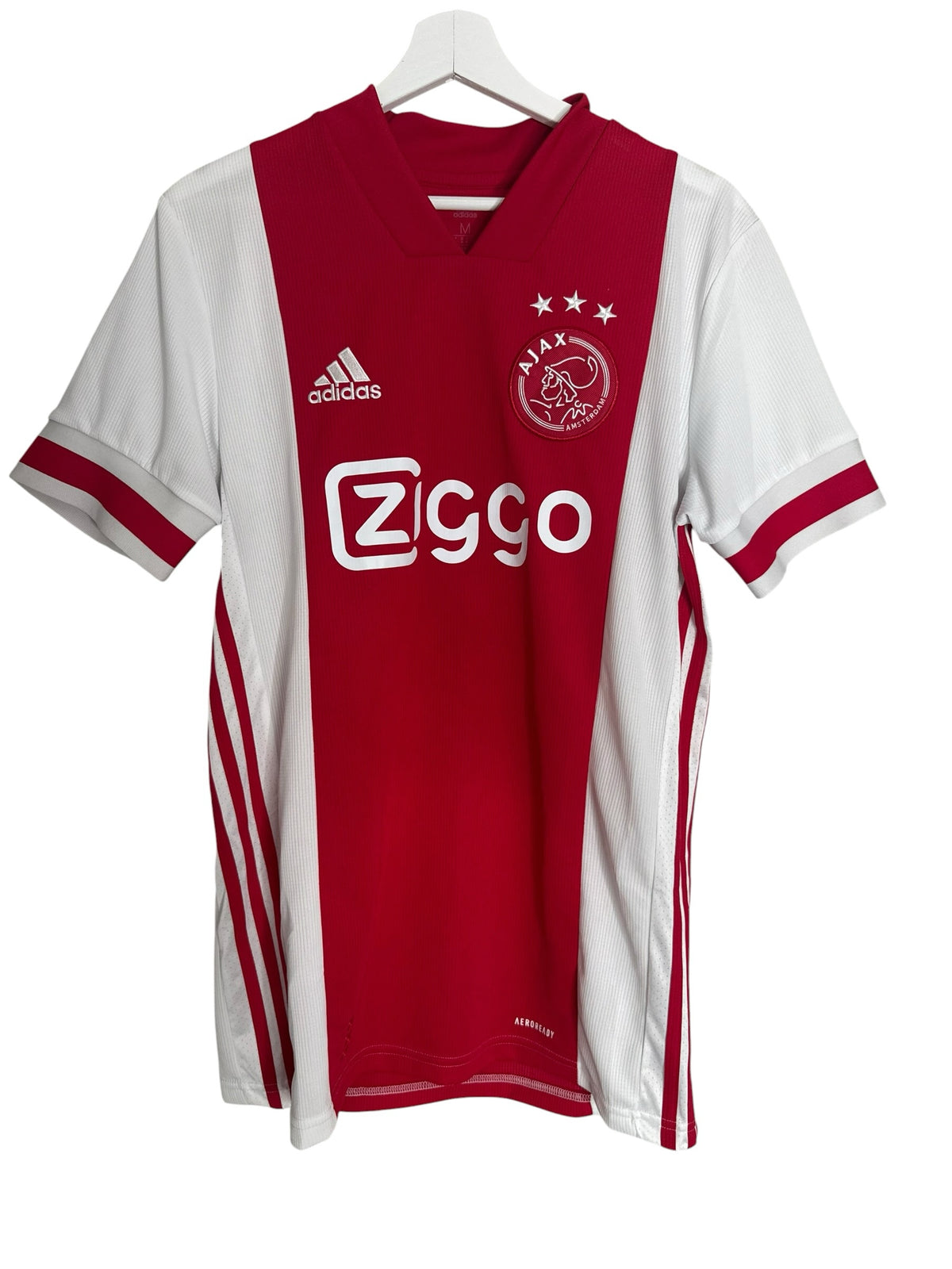 Maillot de football officiel adidas Ajax Amsterdam rouge et blanc avec technologie Aeroready chez Levestiairedupeuple