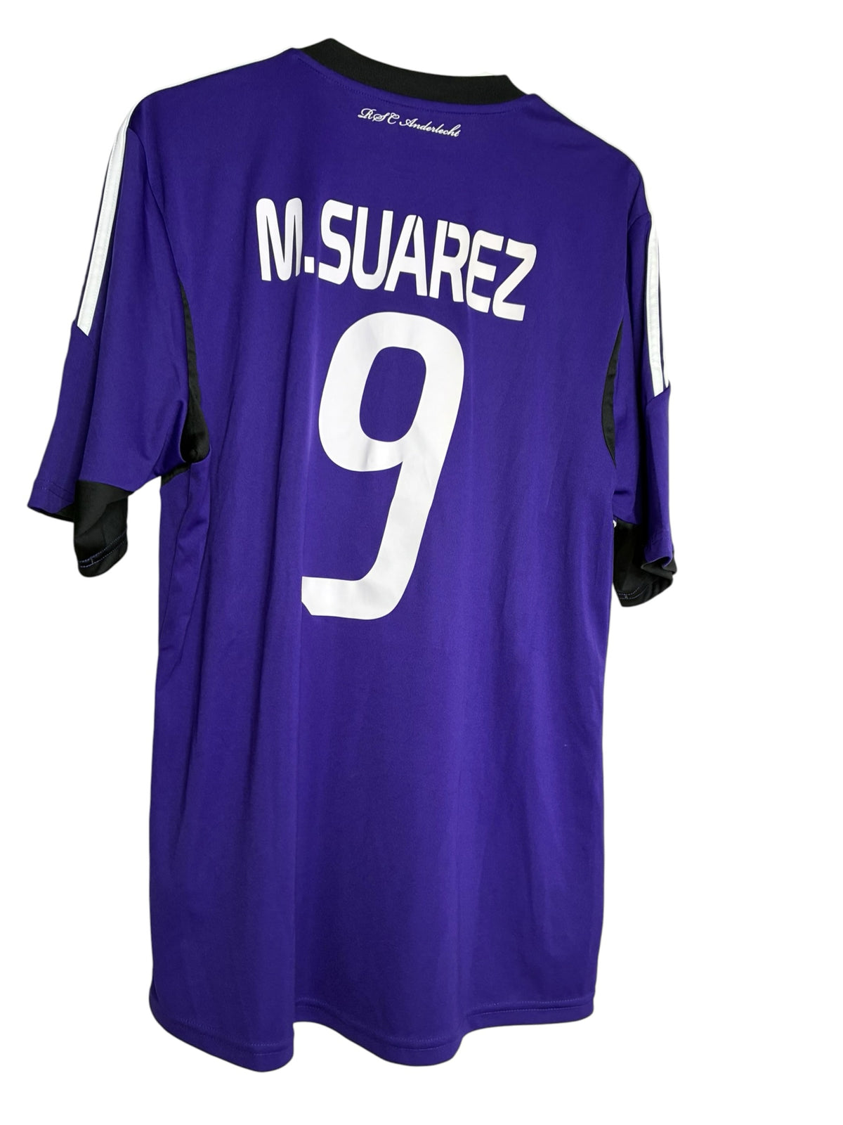 Maillot de football officiel Levestiairedupeuple RSC Anderlecht violet floqué Suarez 9 avec bandes blanches Adidas
