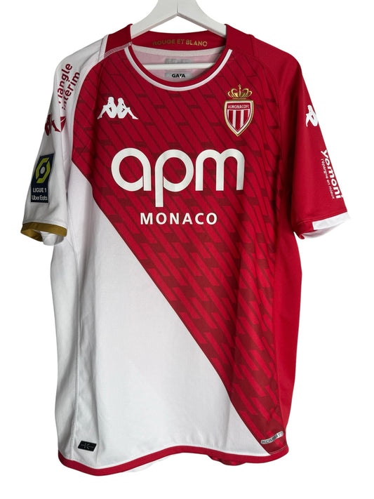 Maillot officiel Levestiairedupeuple AS Monaco Kappa rouge et blanc avec blason brodé et technologie Kombat respirante