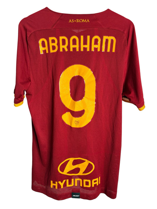 Maillot de football officiel Levestiairedupeuple AS Roma domicile rouge et jaune floqué Abraham numéro 9 au dos