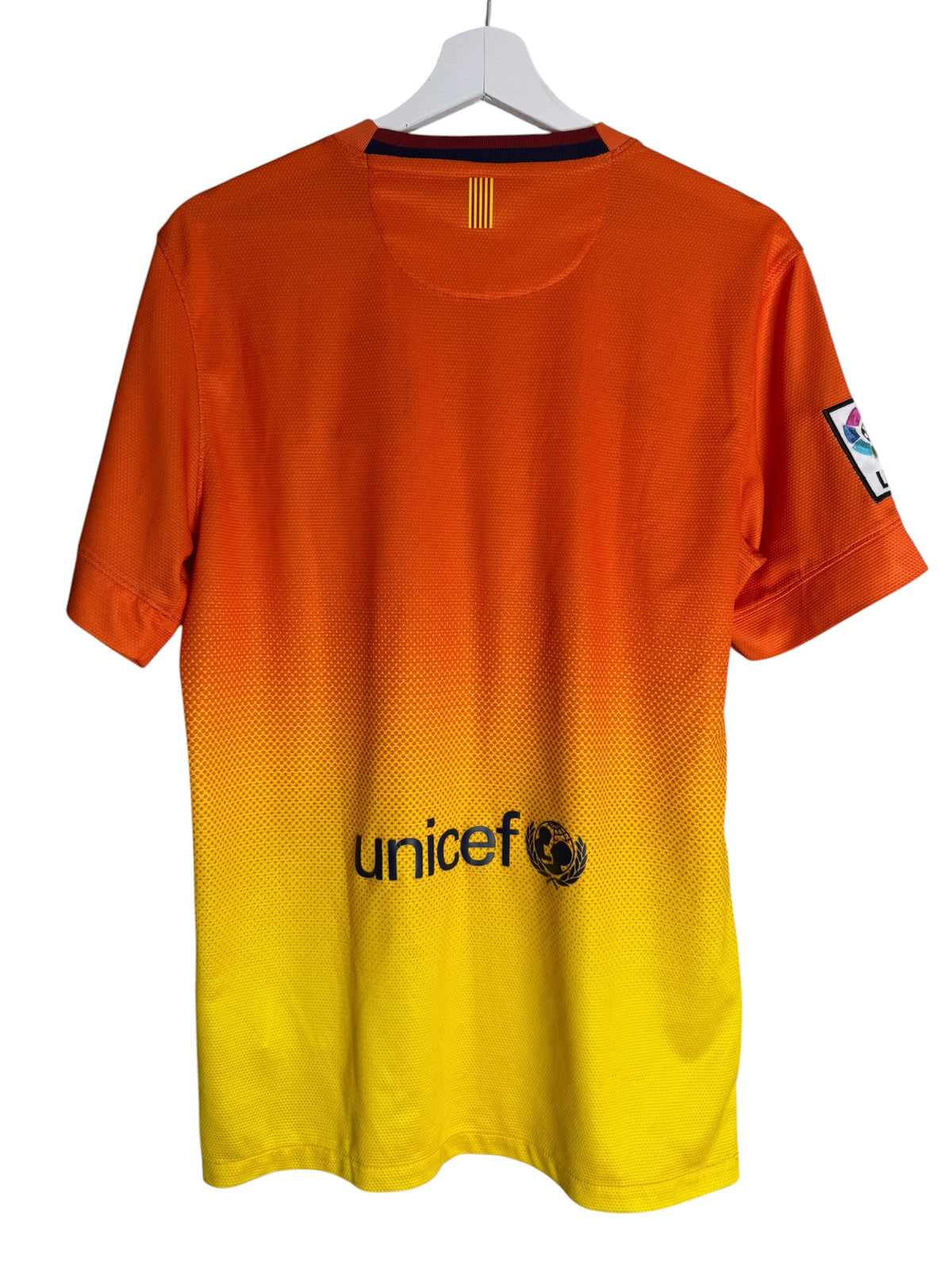 Maillot extérieur Nike FC Barcelone Levestiairedupeuple orange et jaune avec logo Unicef au dos