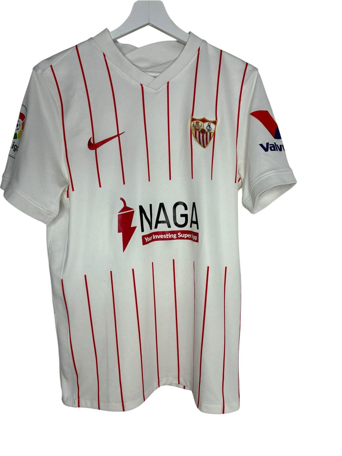 Maillot de football officiel domicile Sevilla FC blanc à rayures rouges par Levestiairedupeuple avec logo Nike