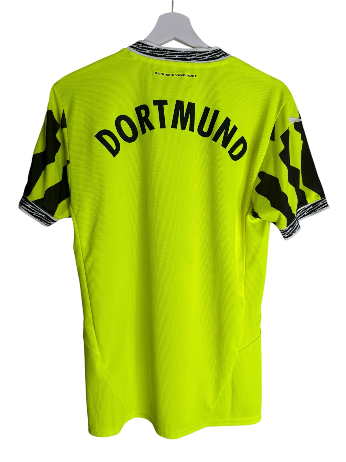 Maillot de football officiel Borussia Dortmund Levestiairedupeuple jaune fluo avec inscription Dortmund au dos