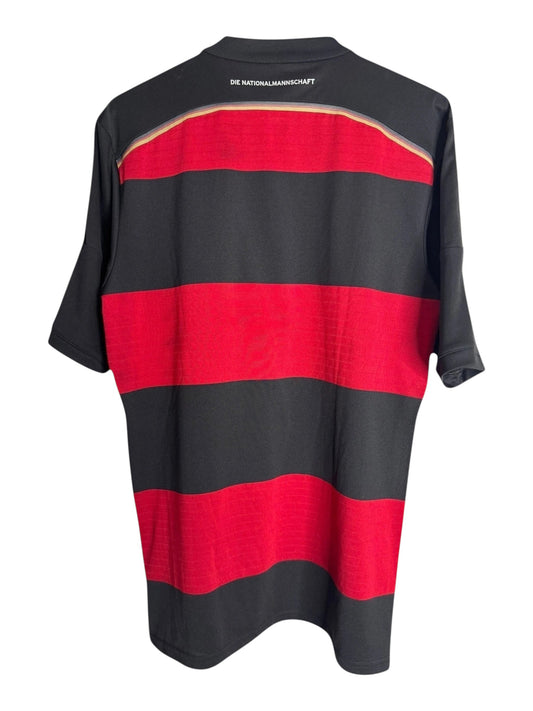 Dos du maillot de football Levestiairedupeuple adidas noir et rouge avec inscription Die Nationalmannschaft