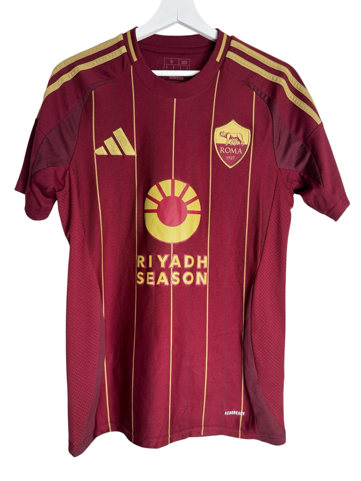 Maillot de football officiel AS Roma Levestiairedupeuple rouge et doré avec blason brodé et technologie AEROREADY