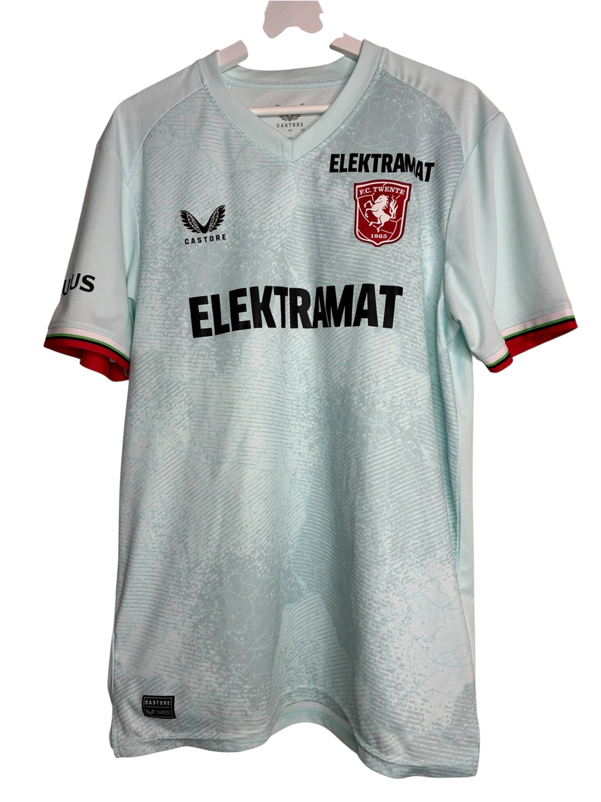 Maillot de football officiel Levestiairedupeuple FC Twente bleu ciel avec motif graphique et détails tricolores