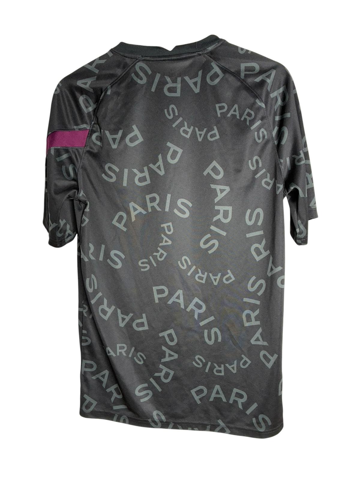 Maillot de football Levestiairedupeuple noir PSG x Jordan avec motif Paris répétitif et détails bordeaux sur la manche