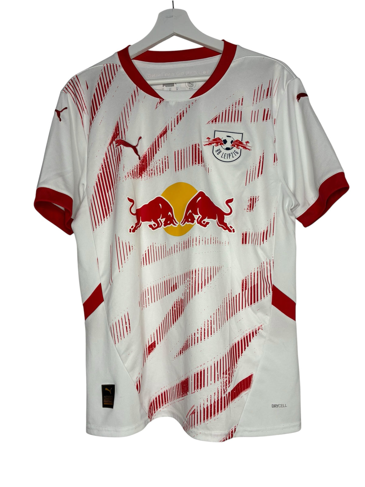 Maillot de football officiel Levestiairedupeuple RB Leipzig blanc avec motifs graphiques rouges et technologie dryCELL