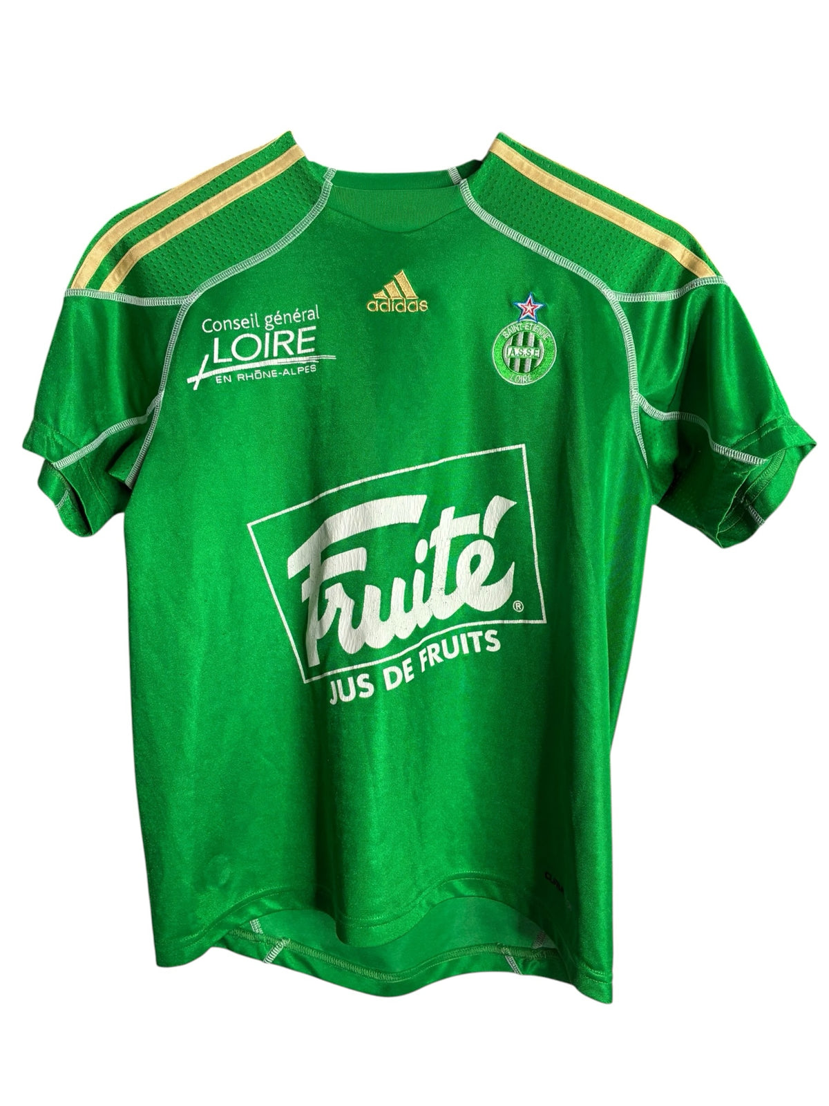 Maillot de football officiel AS Saint-Étienne Levestiairedupeuple vert avec détails dorés et logos des partenaires