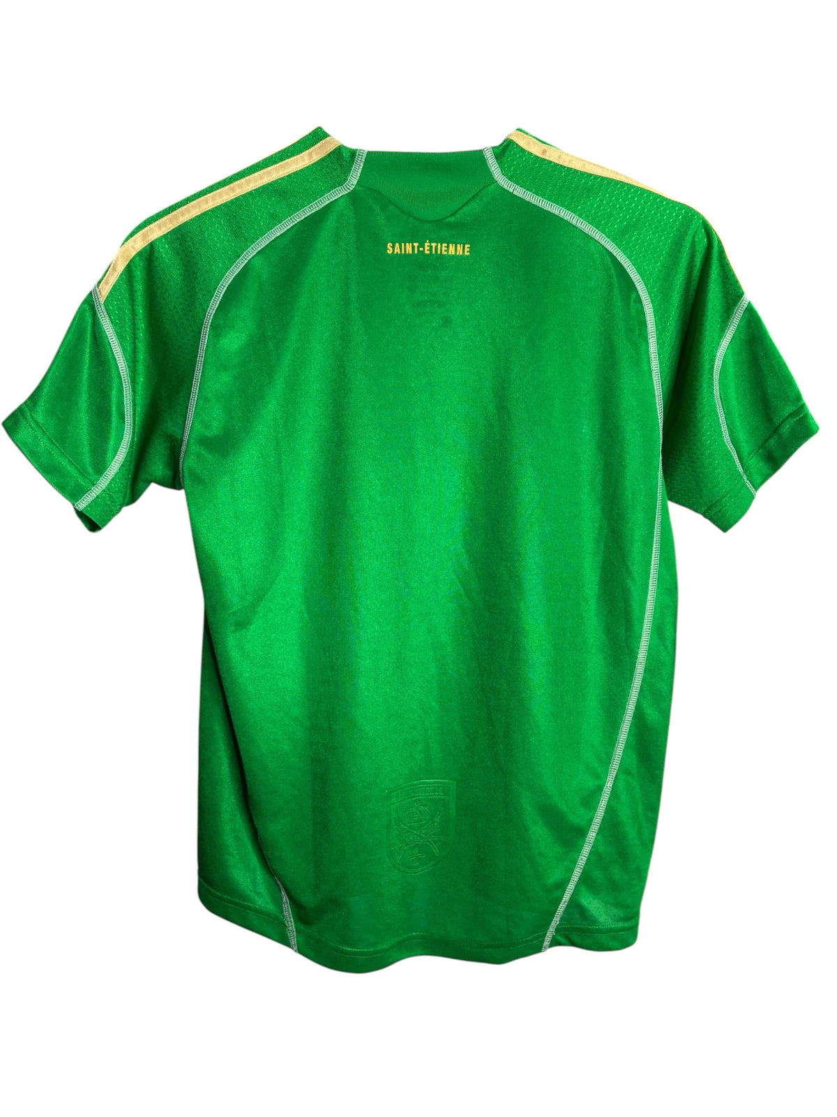 Dos du maillot officiel Levestiairedupeuple AS Saint-Étienne vert avec détails dorés et inscription au col