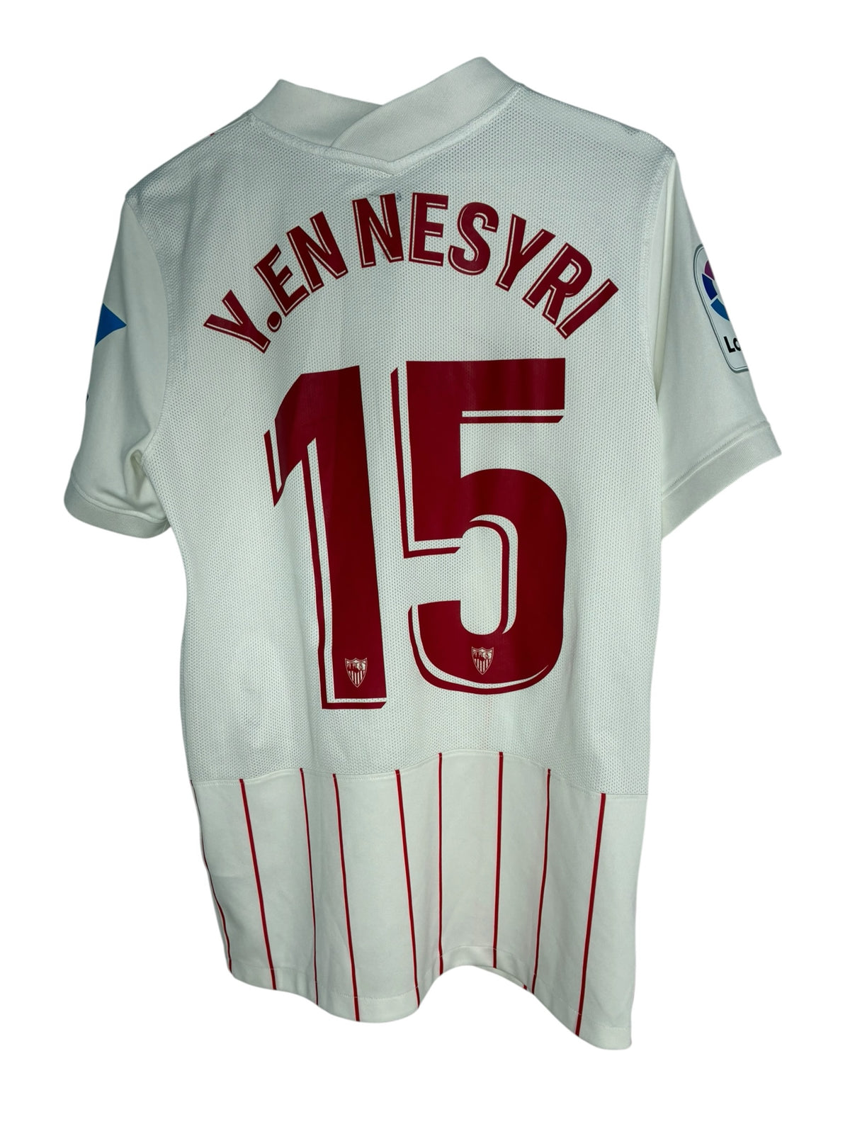 Maillot domicile officiel Sevilla FC Levestiairedupeuple blanc avec flocage En-Nesyri 15 rouge au dos