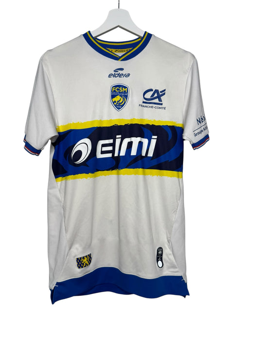 Maillot de football extérieur blanc Levestiairedupeuple du FC Sochaux-Montbéliard avec détails bleus et jaunes