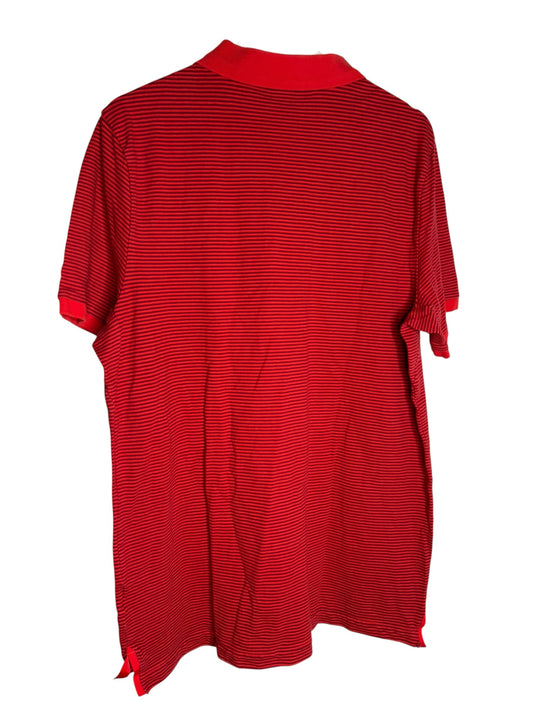 Polo Levestiairedupeuple Nike Paris Saint-Germain rouge à fines rayures horizontales noires, vue arrière